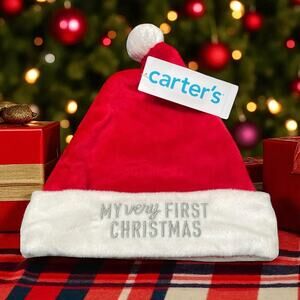 Carters Baby My Very First Christmas Santa Hat 3-9 Months Embroidered Gift Red